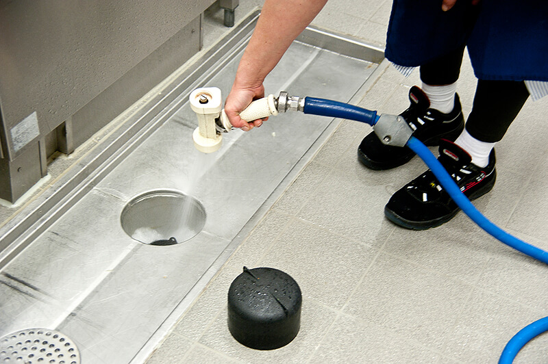 Commercial Drain Brush to clean facility floor drains and unclog